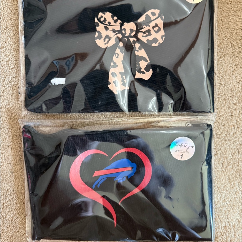 Black Cosmetic Zipper Bags - Multiple Graphics Available
